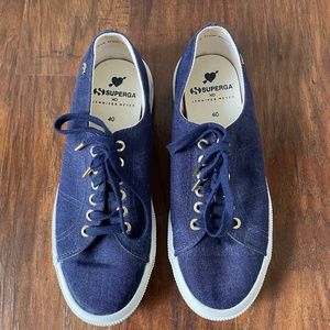 Superga XO Jennifer Meyer Denim Sneakers Euro 40, US 9 Elephant